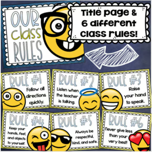 Classroom Rules Posters EDITABLE Back to School Emoji Happy Face Theme ...