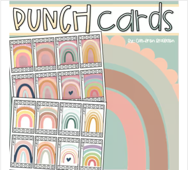 Behavior Incentive Punch Cards Classroom Management Rewards Boho ...