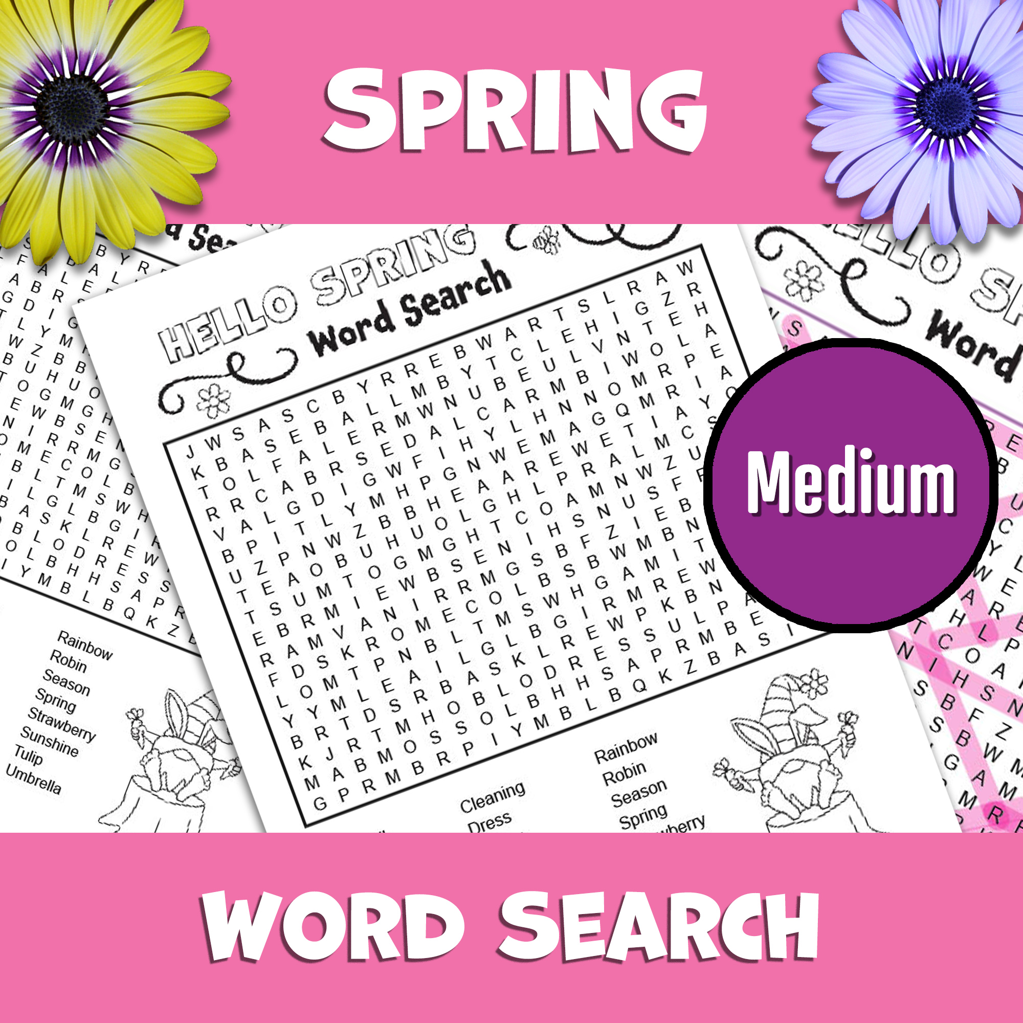Spring Word Search Puzzle | Medium | Spring Word Game Activity | Word ...