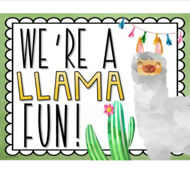 Back to School Door Decorations Bulletin Board Display Llama Theme ...