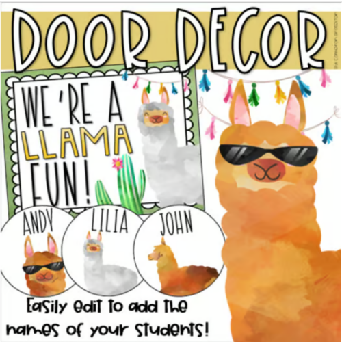 Back to School Door Decorations Bulletin Board Display Llama Theme ...