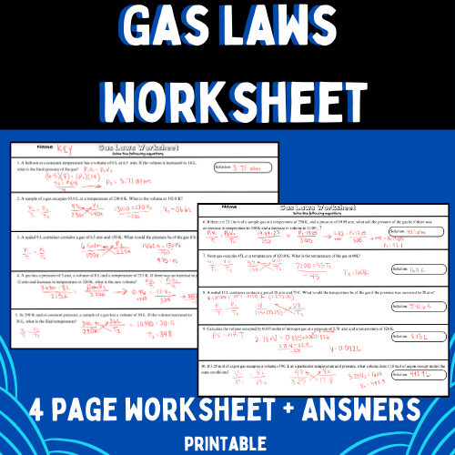 Gas Laws Worksheet - Classful