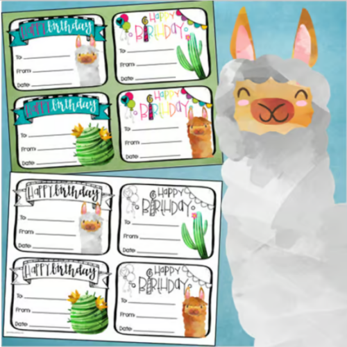 Happy Birthday Bulletin Board Display Posters Llama and Cactus Theme ...