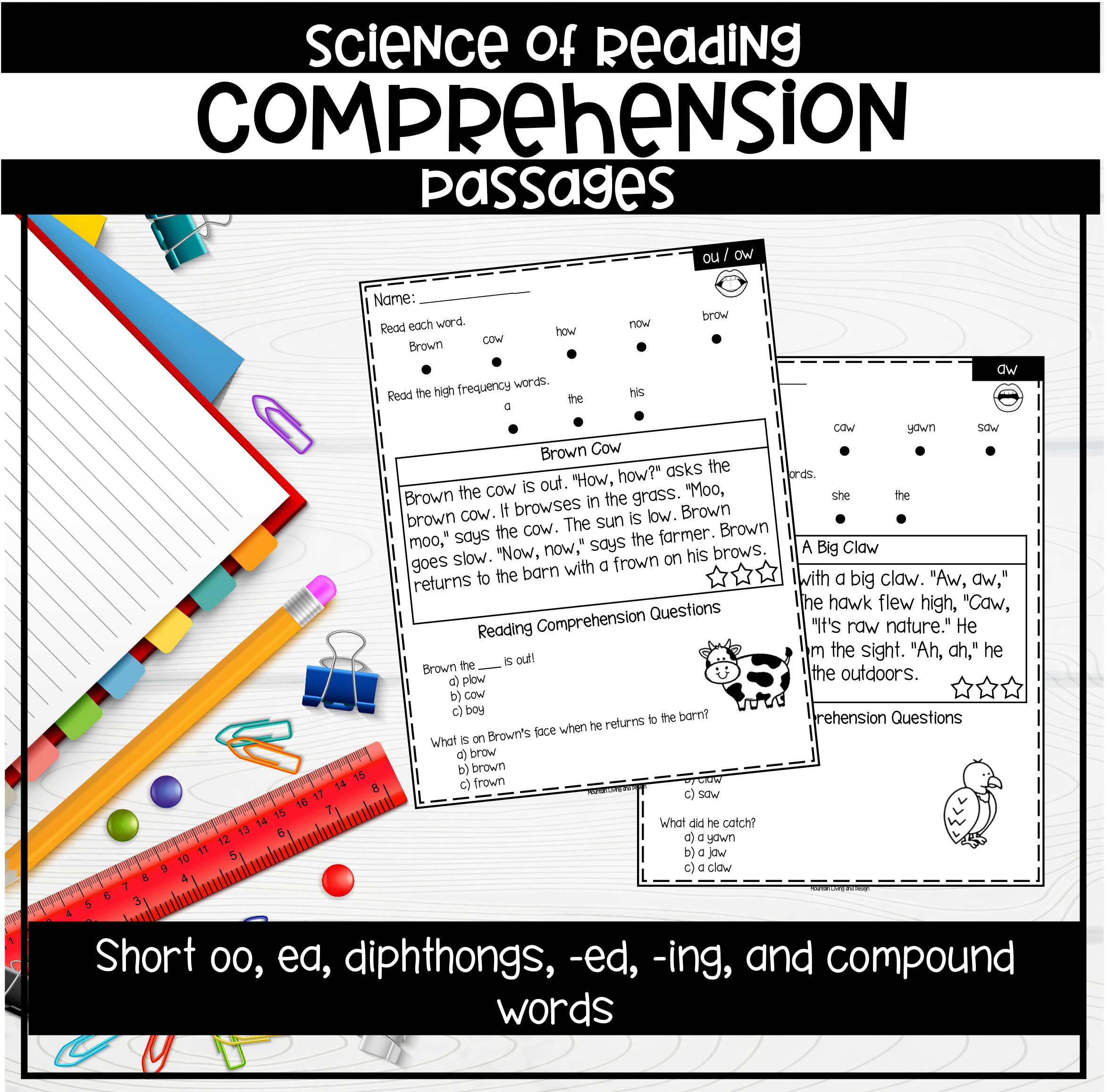 Decodable Readers Passages | Comprehension | Diphthongs - Classful