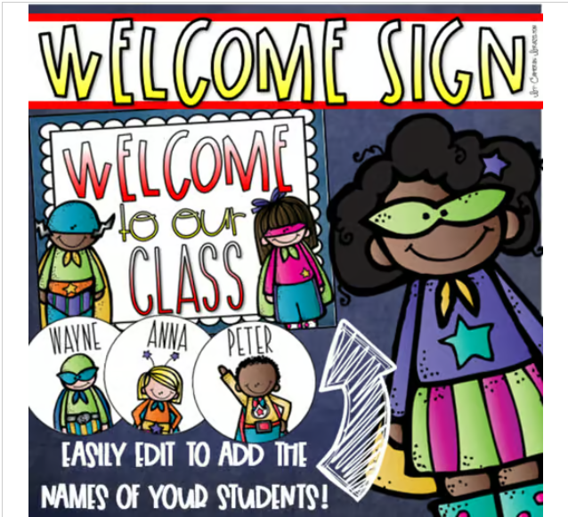 Welcome To Our Classroom Door Sign Display Superhero Theme Editable ...