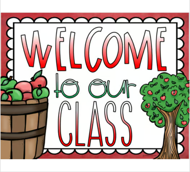 Welcome To Our Classroom Door Sign Display Apple Theme Editable - Classful