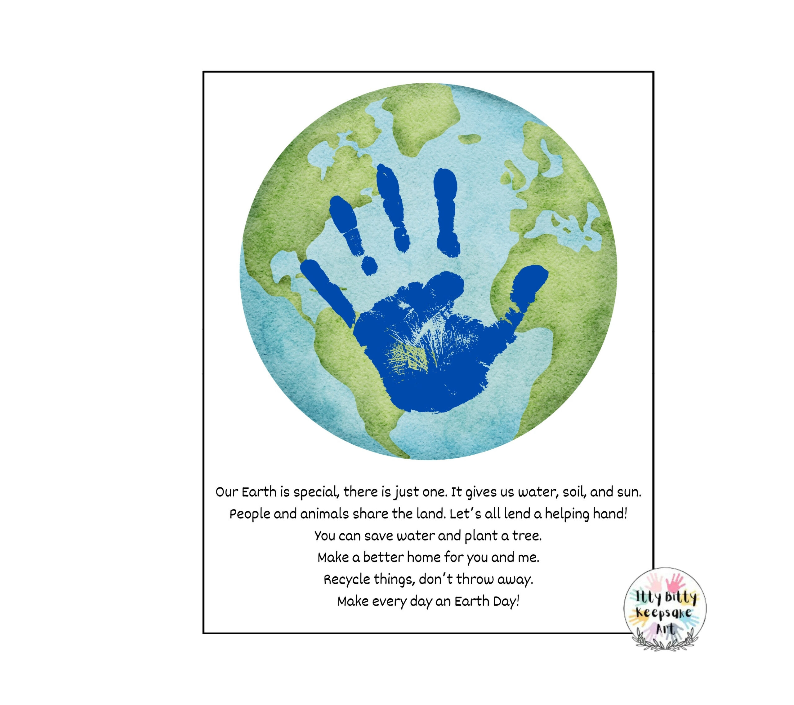 Earth Day Handprint Craft Art Printable Template / Spring Crafts - Classful