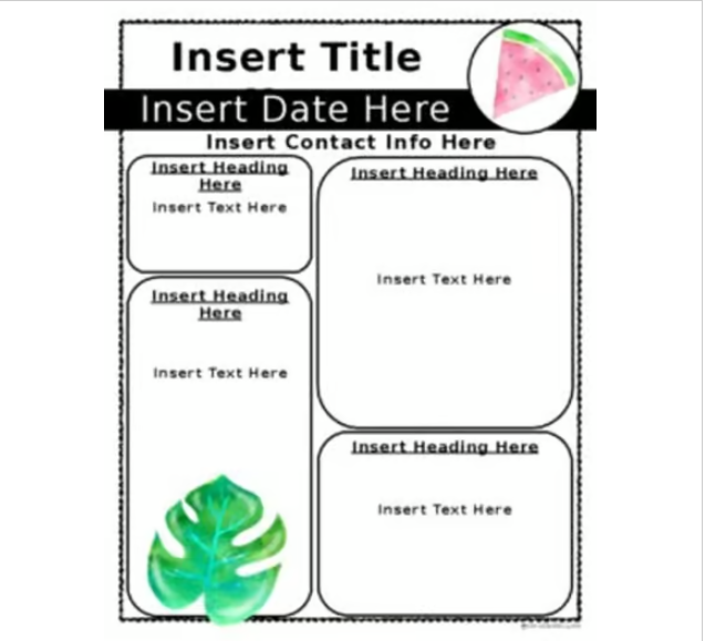 Weekly Newsletter Template Watercolor Tropical Theme EDITABLE - Classful