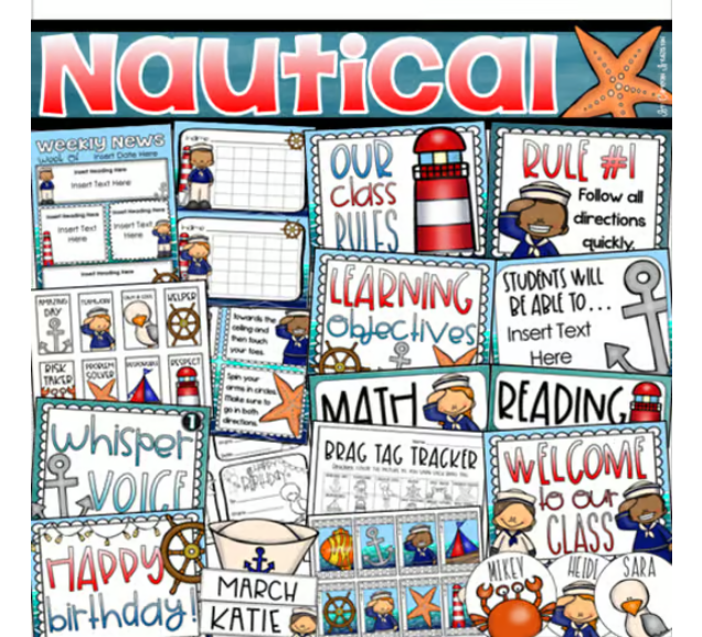 Nautical Sailing Sea Classroom Decorations and Management Mega Bundle ...