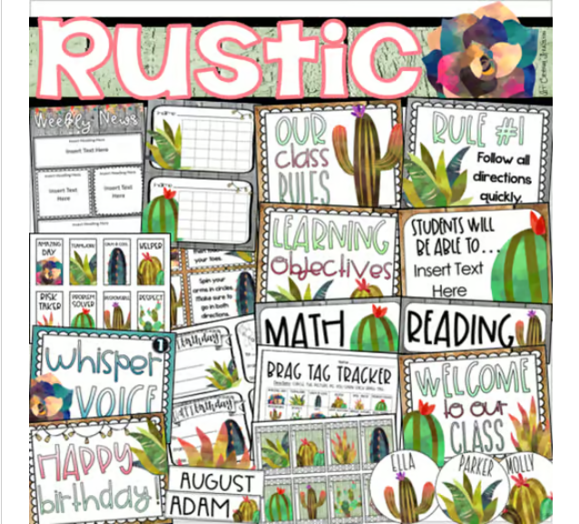 Rustic Farmhouse Shabby Chic Classroom Decorations and Management Mega ...