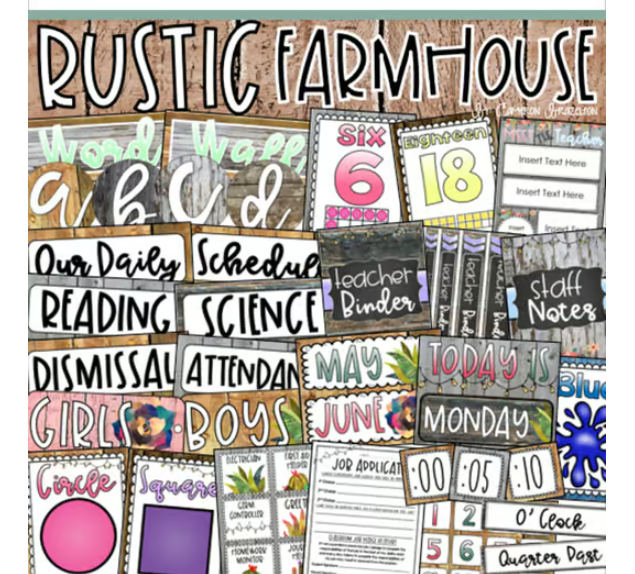 Rustic Farmhouse Shabby Chic Classroom Decorations and Management Mega ...