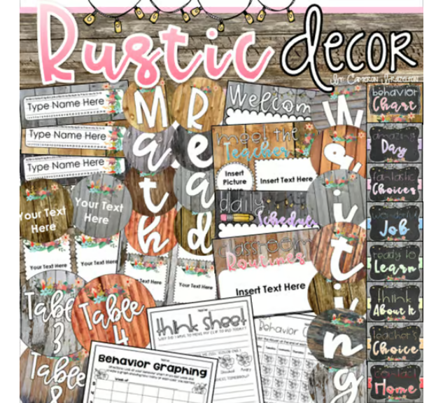 Rustic Farmhouse Shabby Chic Classroom Decorations and Management Mega ...