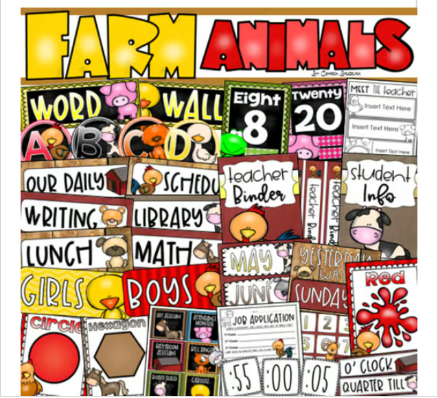 Farm Animals Barn Theme Classroom Decorations and Management Mega ...