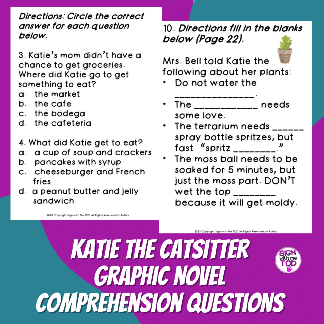 Katie the Catsitter Graphic Novel Comprehension Questions - Classful