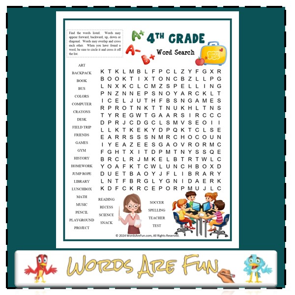 4th-grade-word-search-puzzle-handout-fun-activity-classful for Free Printable Word Search For 4th Graders 4TH GRADE Word Search Puzzle Handout Fun Activity - Classful for Free Printable Word Search For 4th Graders