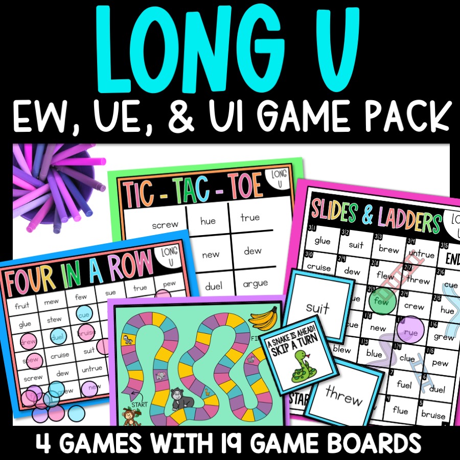 Long U Vowel Teams Games and EW, UE, and UI Center Activities - SOR ...
