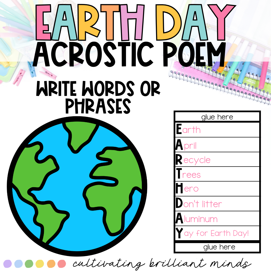Earth Day Acrostic Poem Craft | Earth Day | April | ELA Crafts - Classful