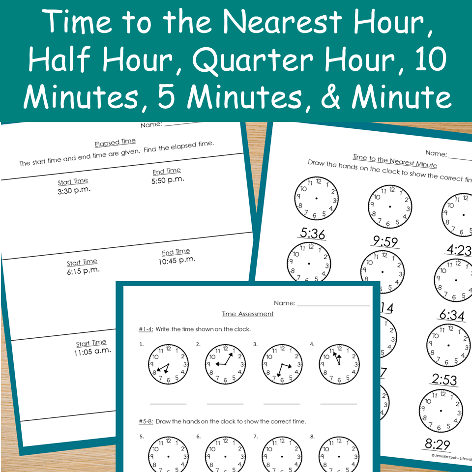 3rd Grade Telling Time to the Minute & Elapsed Time Worksheets and Task ...