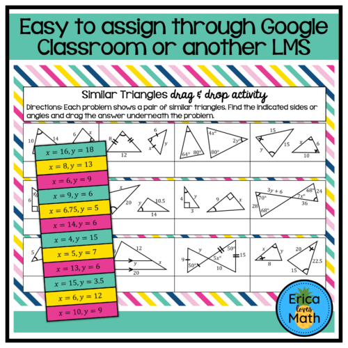 Similar Triangles and Similarity Theorems Digital Drag & Drop Activity ...