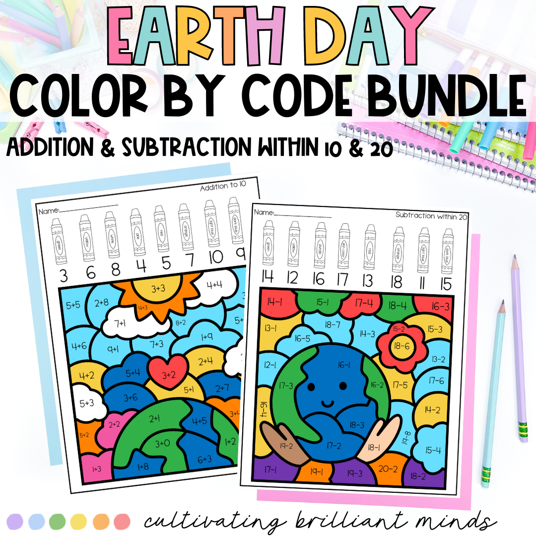 Earth Day Math Color by Code Bundle | Earth Day | Color by Number ...