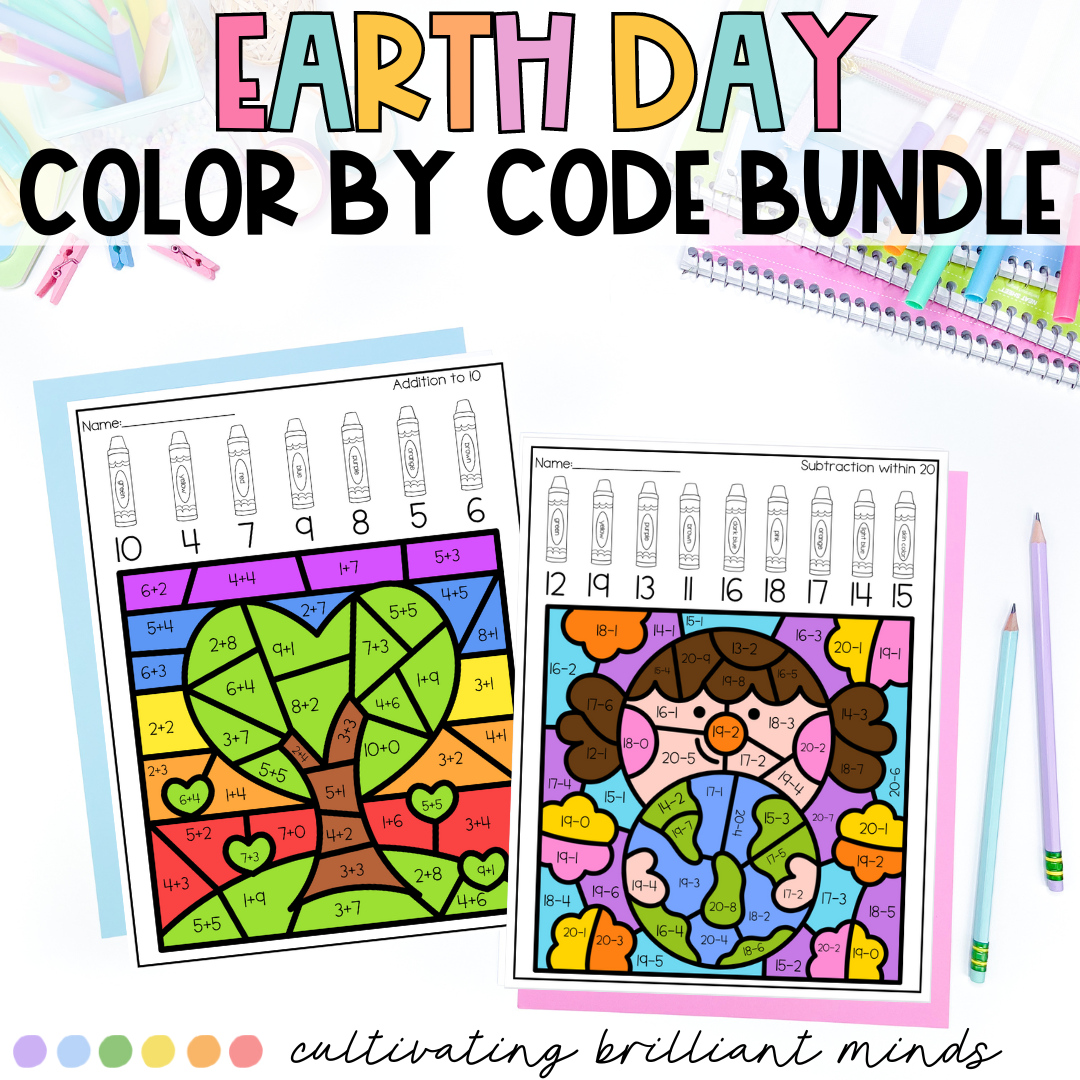 Earth Day Math Color by Code Bundle | Earth Day | Color by Number ...