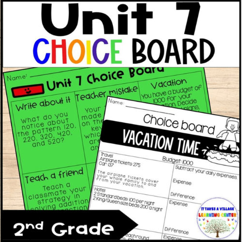 I'm 2 Math IM Grade 2 Math™ - Unit 7 - Math Choice Board & Early Finishers - Classful