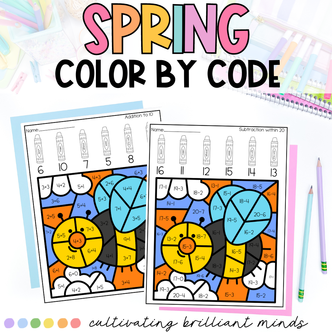 Spring Color By Code Math Color By Number Addition