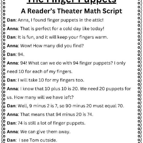 Math Reader's Theatre Script, Worksheets, Word Problems- Subtract Tens ...