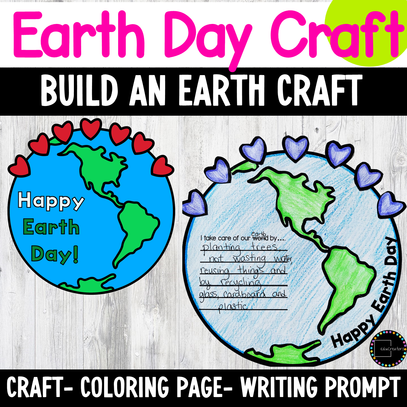 Earth Day Craft Build the World Activity Craftivity and Writing Prompt ...