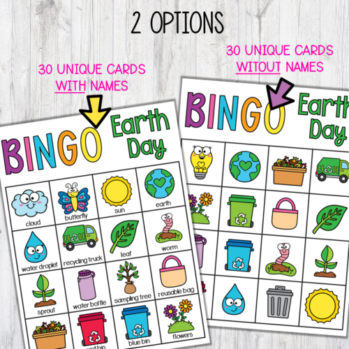 Earth Day Bingo Cards Game Activities - Classful
