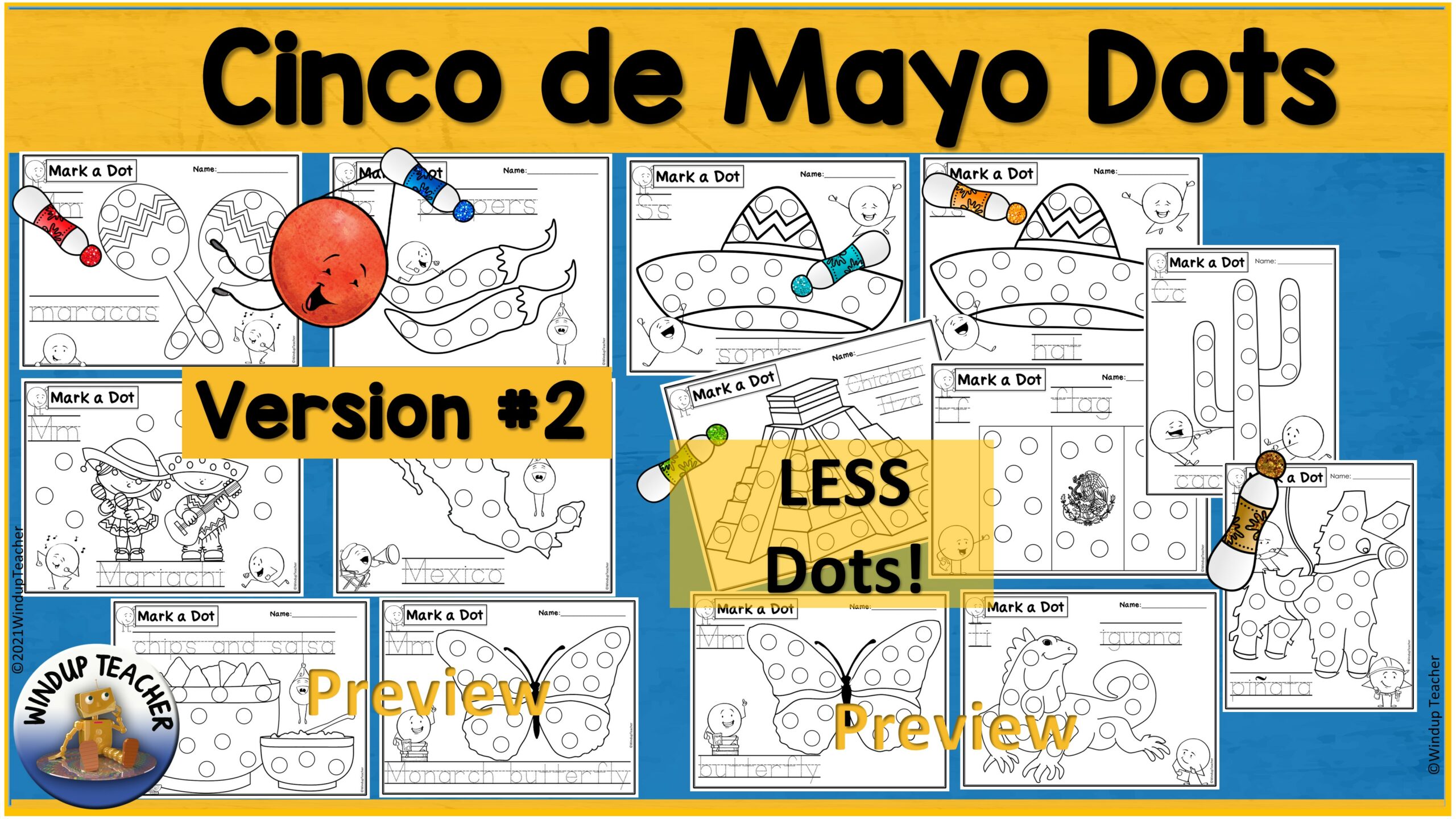 Cinco de Mayo Bingo Dot Dauber Worksheets - Do-A-Dot Marker Printable ...