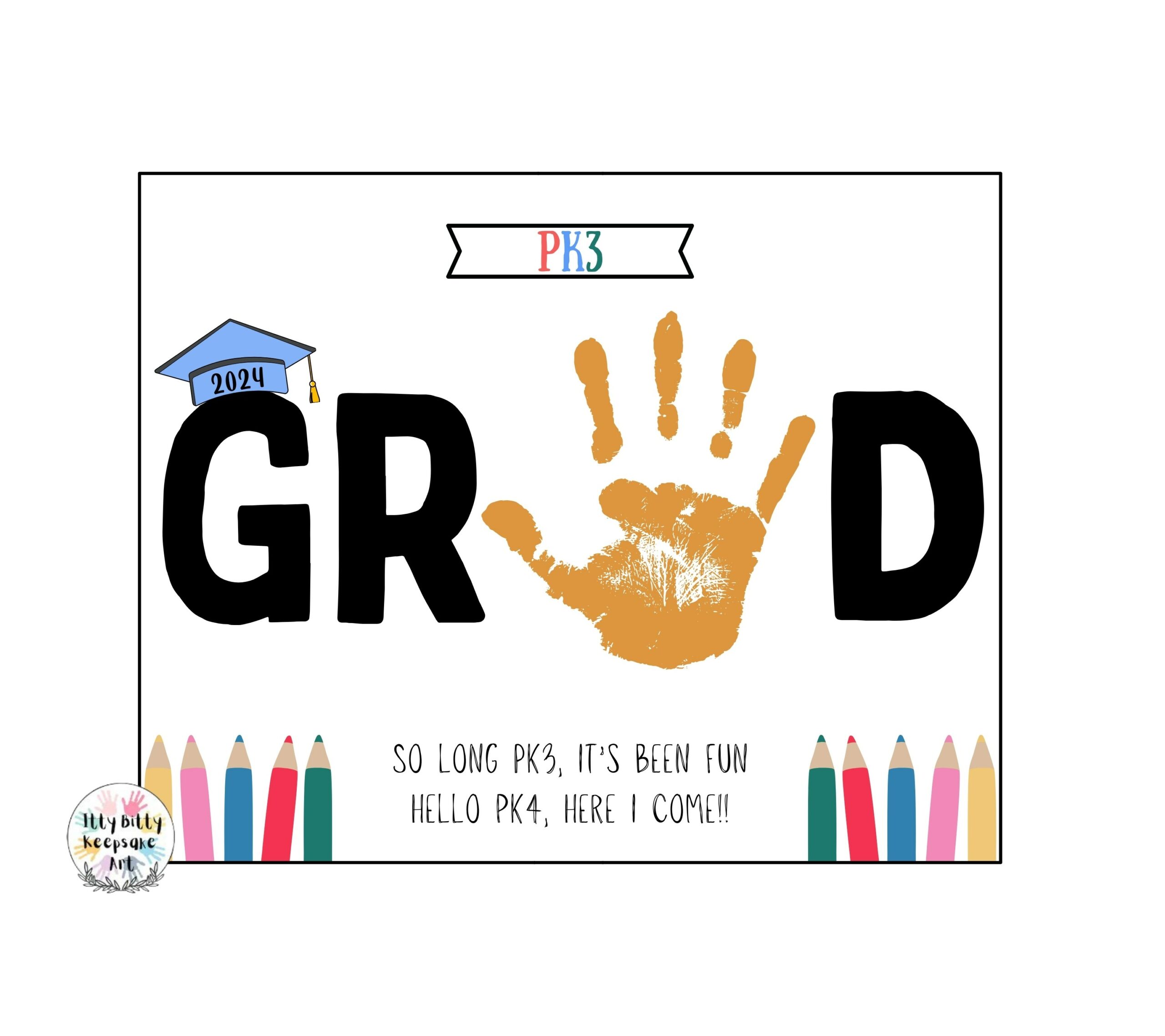 PK3 Graduation Handprint Craft Art Printable Template / Preschool ...