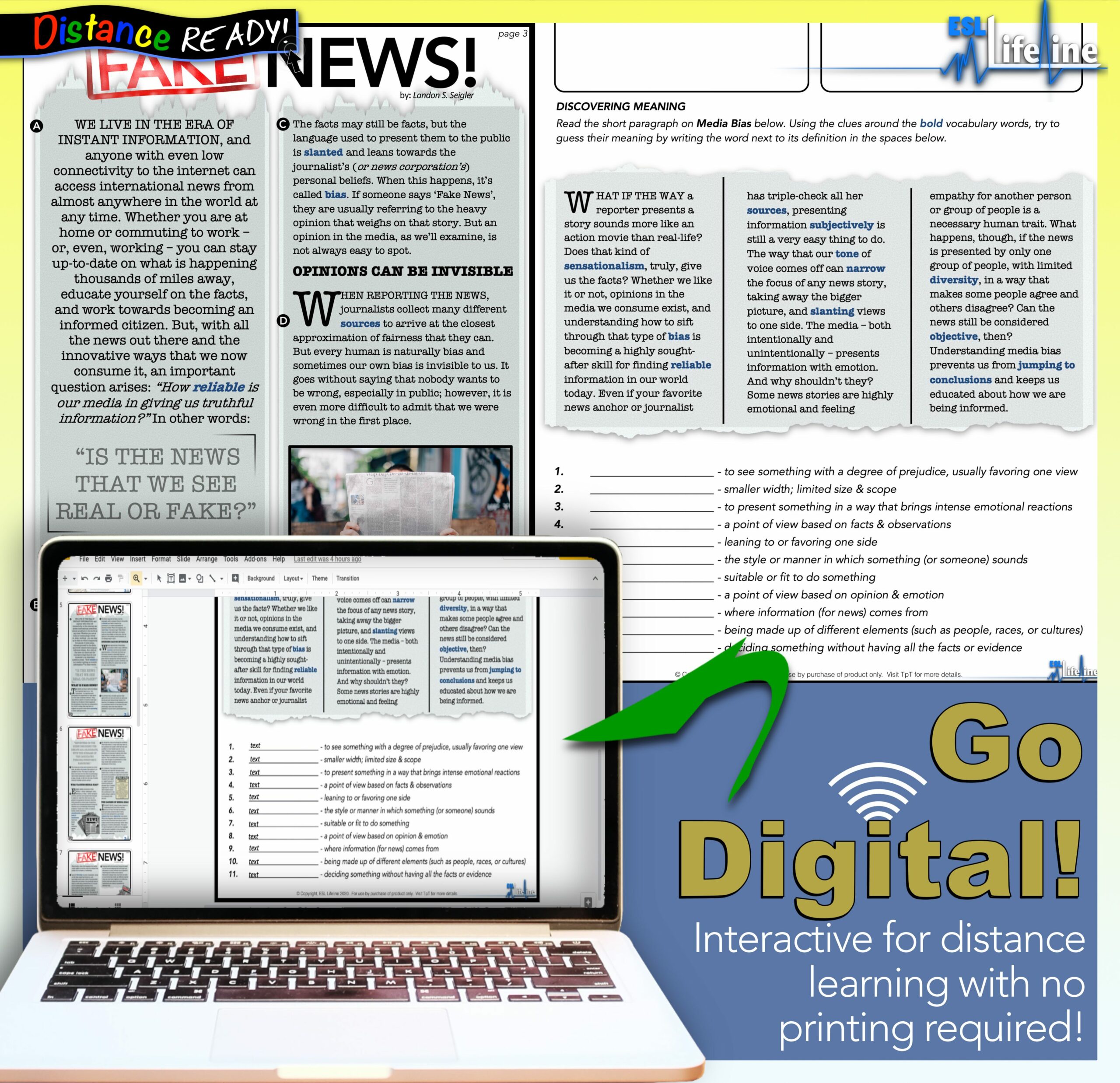Fake News Media Bias Close Reading Comprehension Passage with Tasks ...