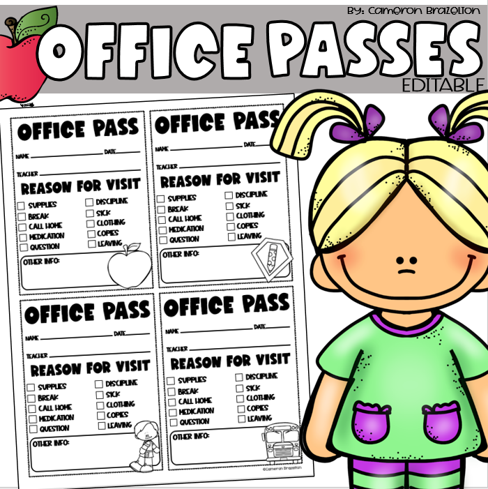 Office Passes | Hallway Pass Classroom Printable Form | EDITABLE - Classful office-passes-hallway-pass-classroom-printable-form-editable-classful