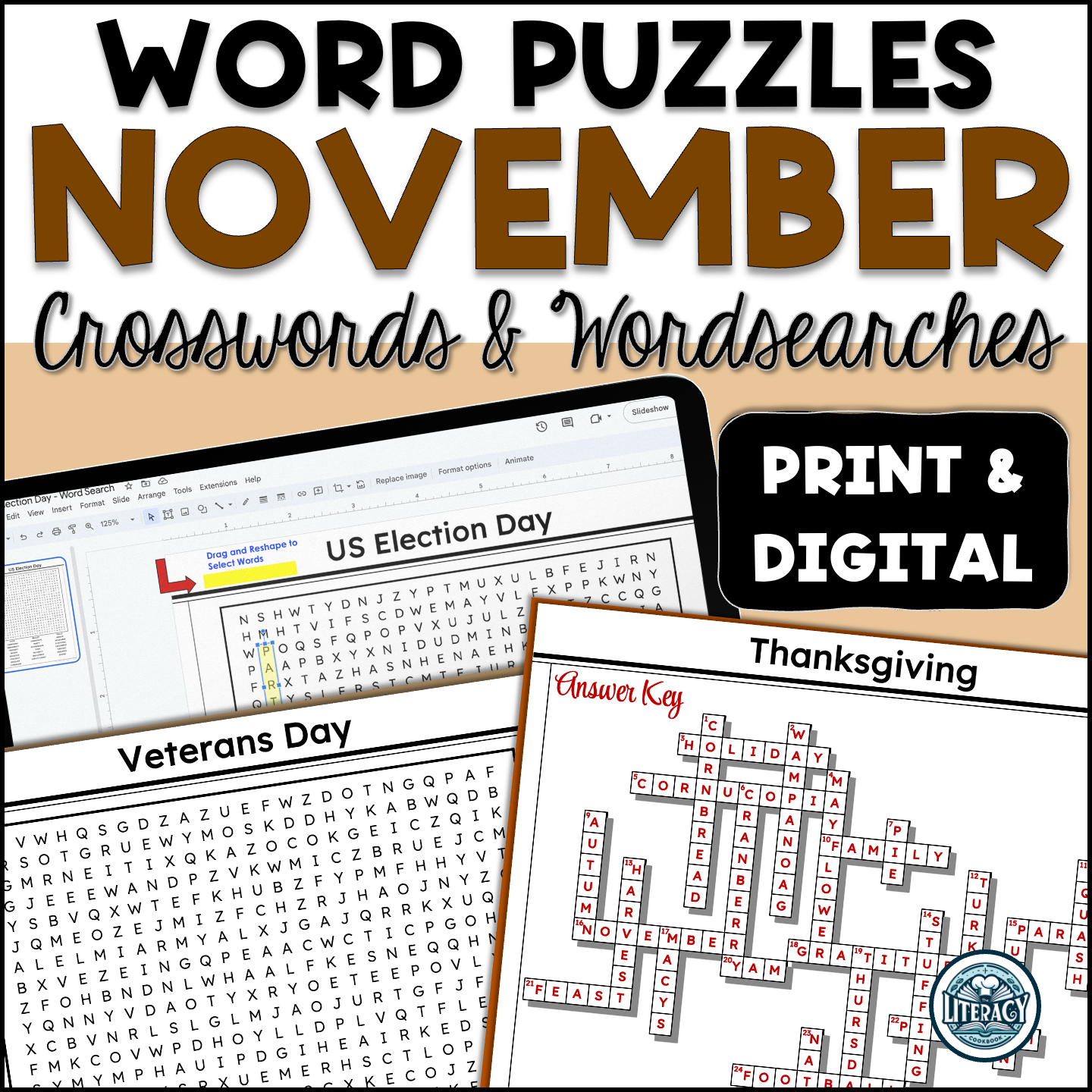 November crossword puzzles u0026 word search - print u0026 digital ...