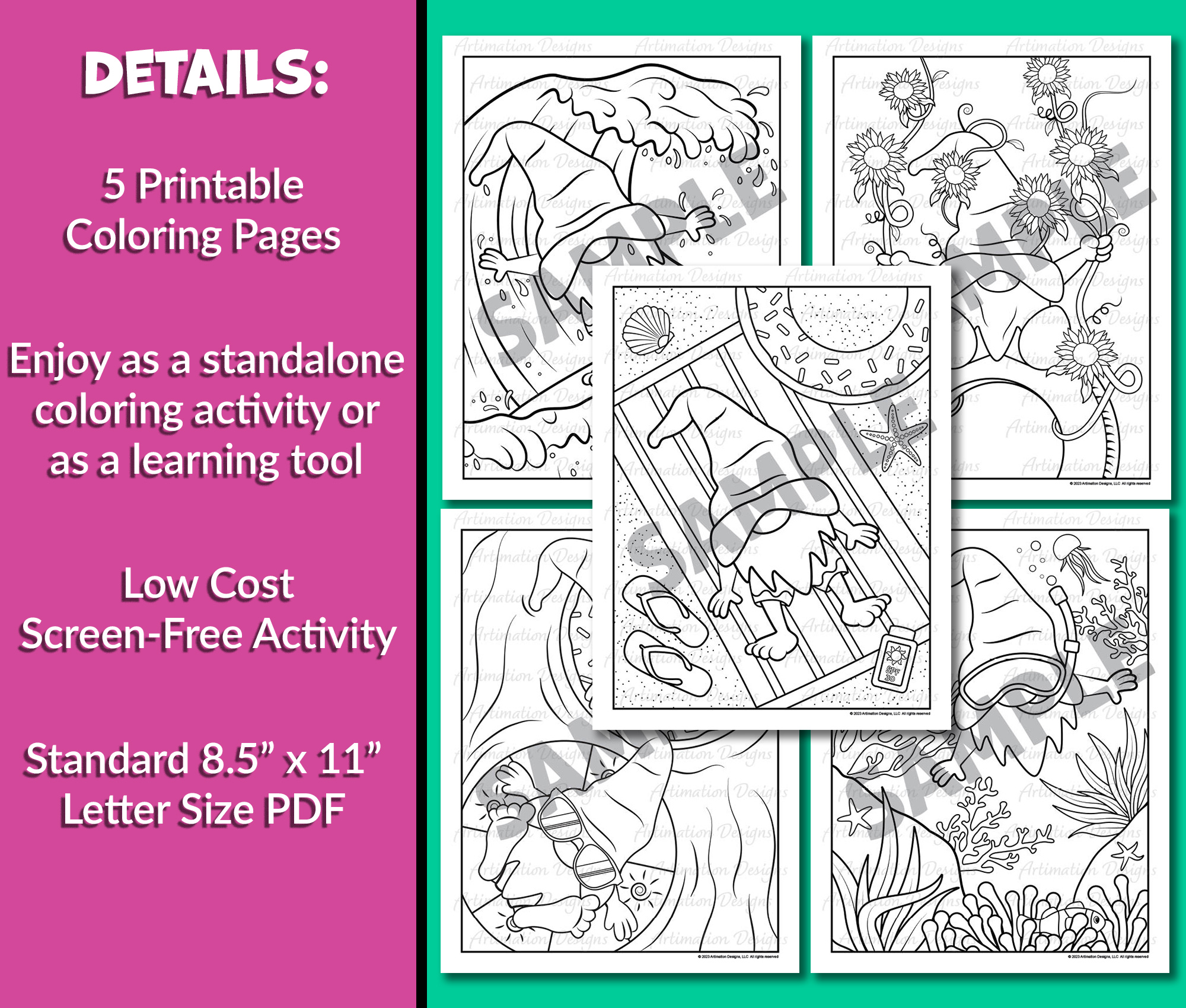 Summer Coloring Pages | Gnome Coloring Sheets | Back to School | End of ...