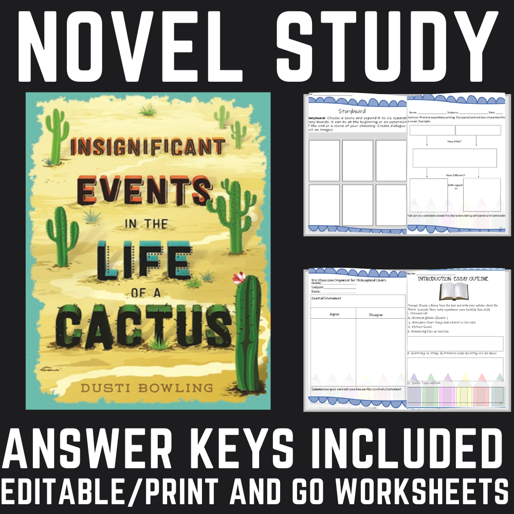 Insignificant Events in the Life of a Cactus Novel Study Curriculum Lessons  Answer Keys - Classful