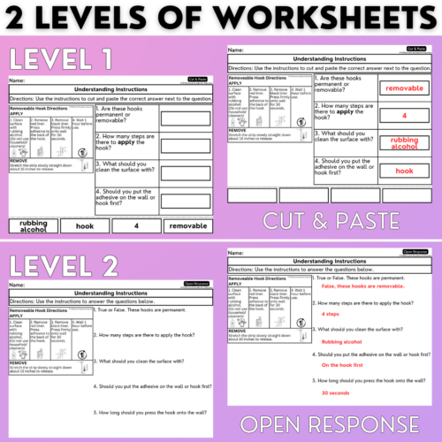 Understanding Instructions 1 - Real-World Reading & Comprehension ...