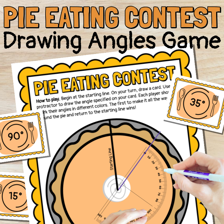 Pie Eating Contest Drawing Angles with Protractors Math Game