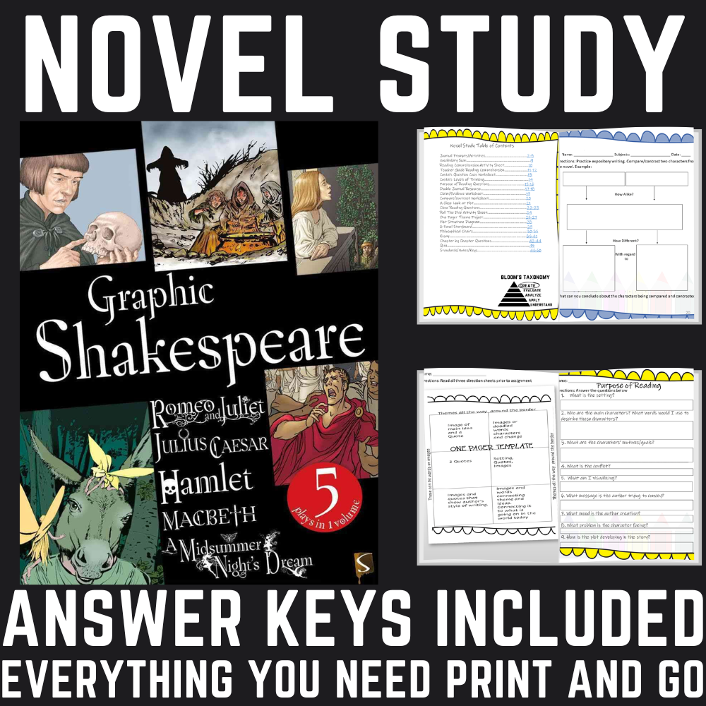 Macbeth Shakespeare Graphic Novel Study Curriculum Lessons Answer Keys ...