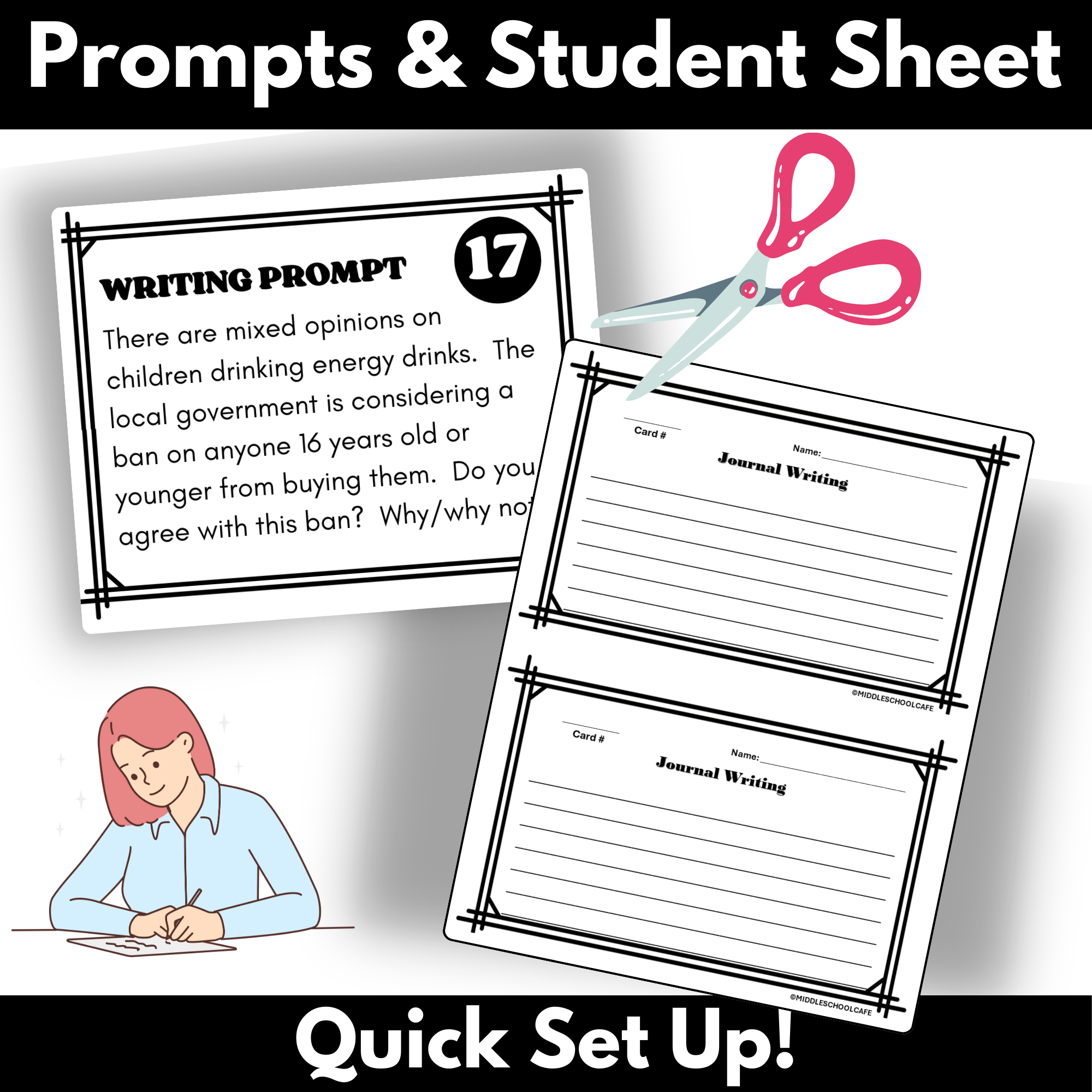 Journal Writing Task Cards | Writing Prompts - Classful