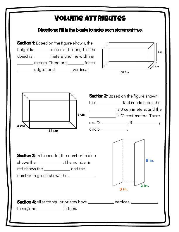 Volume Worksheets