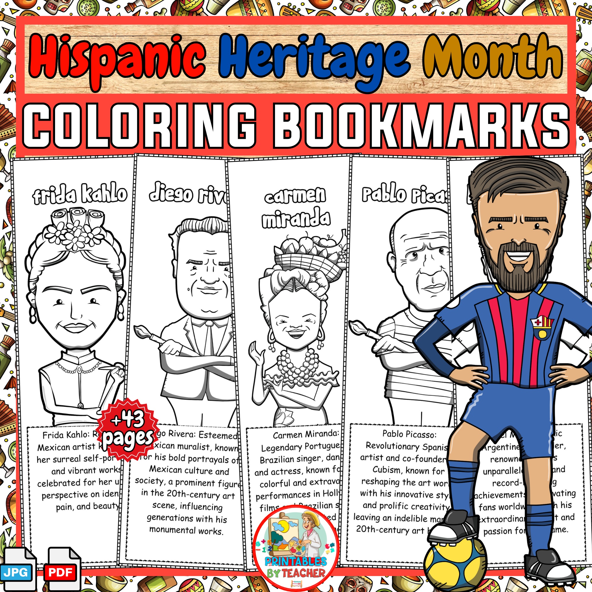hispanic-heritage-month-coloring-bookmarks-historical-figures-activities-worksheets-classful for Free Hispanic Heritage Month Printables Hispanic Heritage Month coloring bookmarks | Historical Figures activities- worksheets - Classful for Free Hispanic Heritage Month Printables