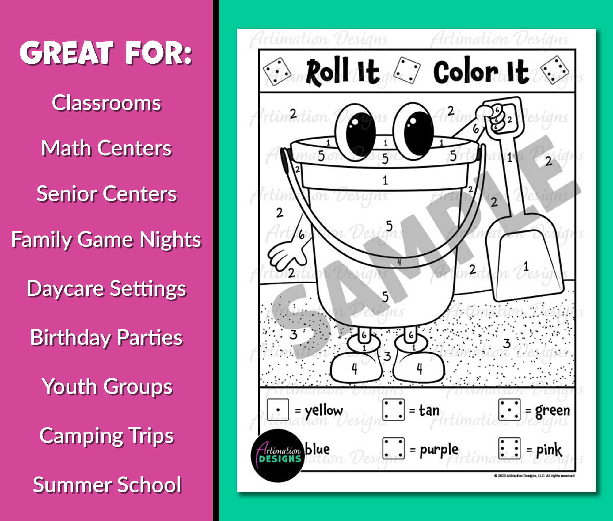 Summer Color by Number | Roll and Color Dice Game | End of Year Math ...