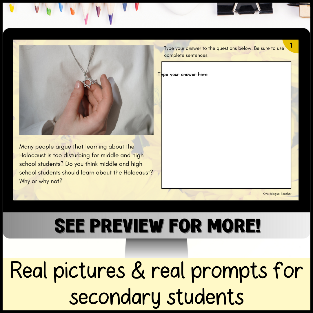 ESL Digital Bell Ringers Writing Prompts with Pictures for May | Middle ...