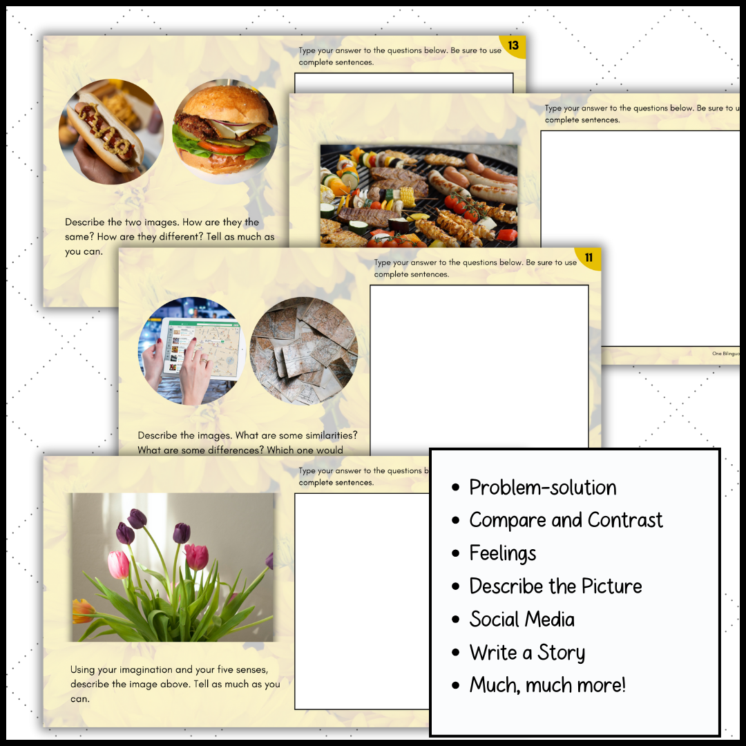 ESL Digital Bell Ringers Writing Prompts with Pictures for May | Middle ...