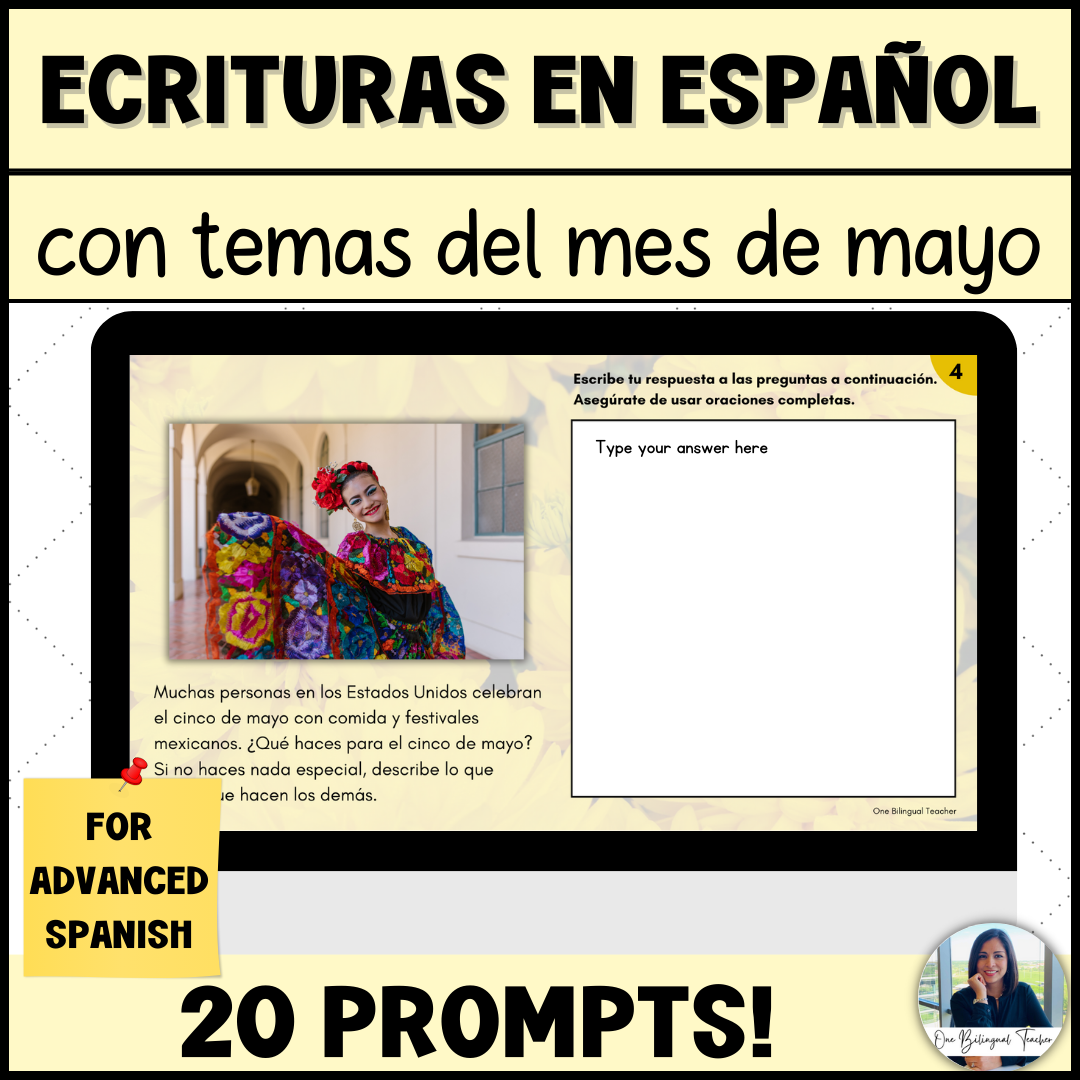 Advanced Spanish 3 & 4 Writing Prompts with Pictures for May | Bell ...