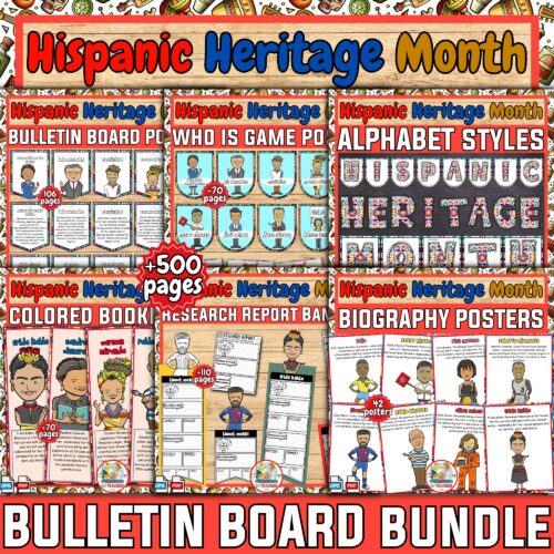 Hispanic Heritage Month Bundle | Bulletin board | classroom decoration ...