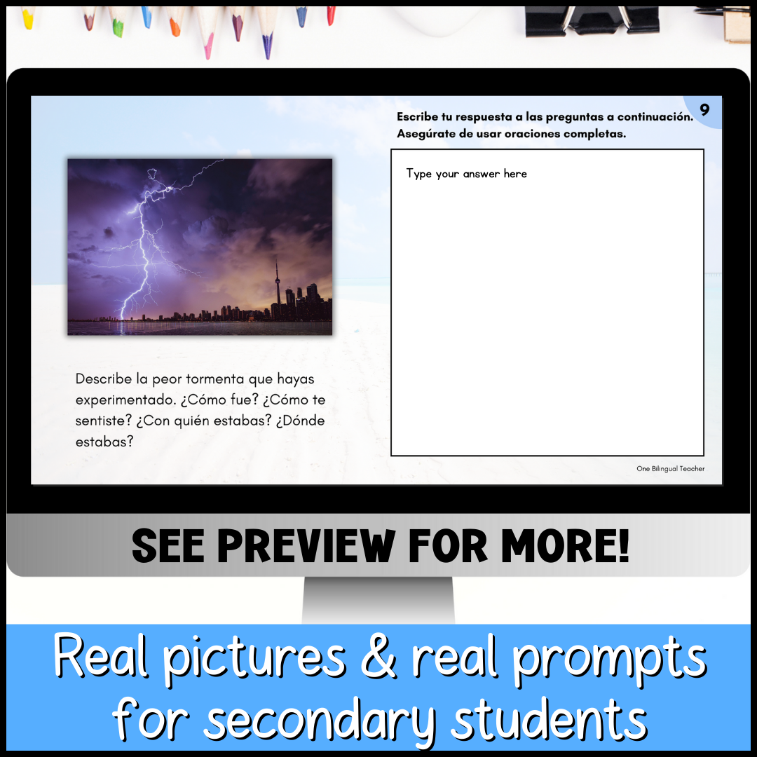 Spanish 3 & 4 Journal Writing Prompts for Summer with Pictures Bell ...