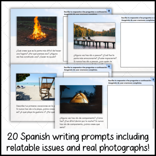 Spanish 3 & 4 Journal Writing Prompts for Summer with Pictures Bell ...